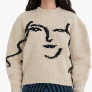 Paloma Wool Cream Sweater with Artistic Black Design